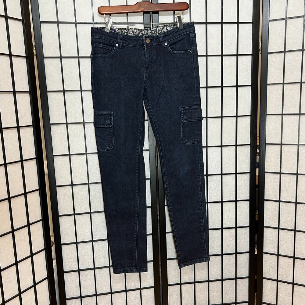 Patagonia Womens 29 Dark Denim Jeans Skinny Cargo Pockets